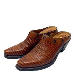 Ariat Brown Crock Embossed Leather Slides / Boots Womens Size 8 New Never Worn